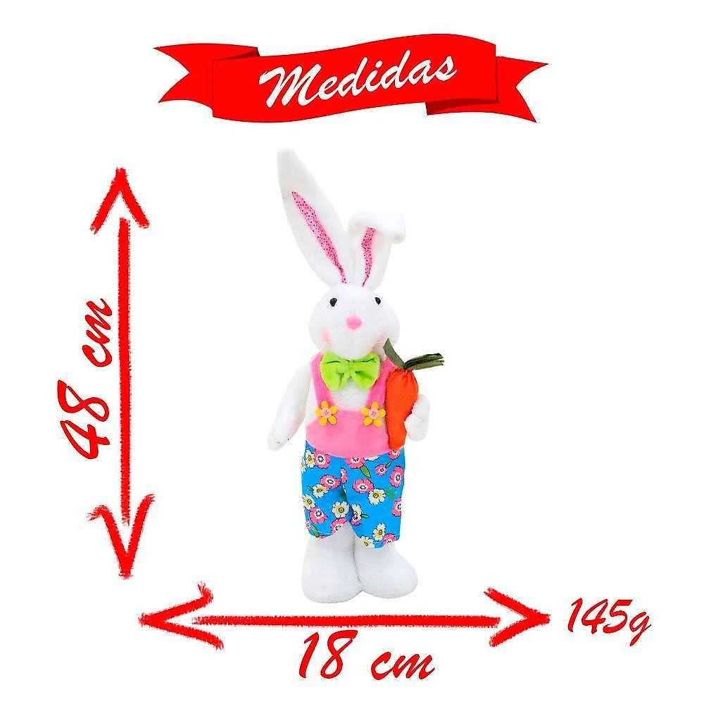 Coelho De Páscoa Decoração Enfeite Coelhinho 48cm