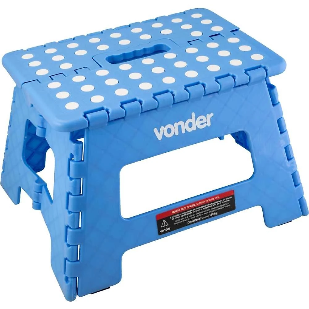 Banqueta plástica dobrável azul 220mm vonder