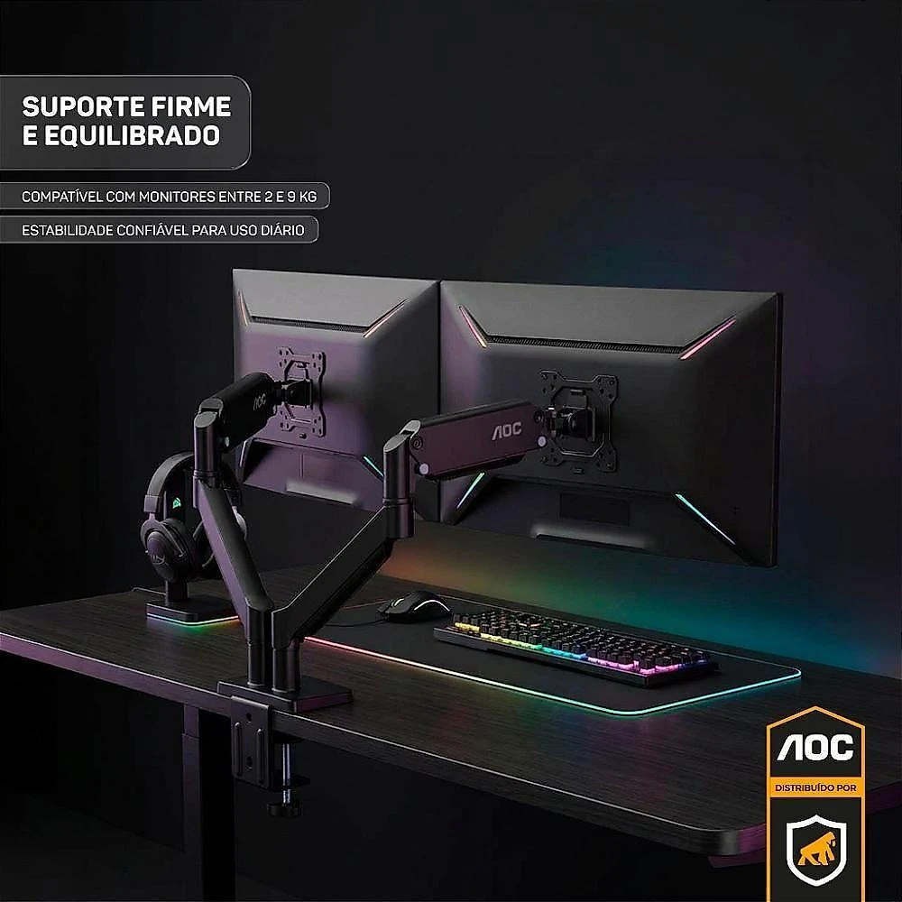 Suporte de Mesa AM120 para 2 Monitores 15" a 32" VESA Preto AOC