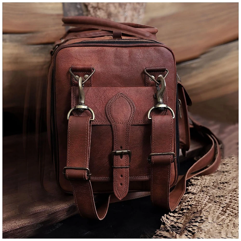 Bolsa de Viagem Masculina Clássica de Couro, C CUERO, Marrom