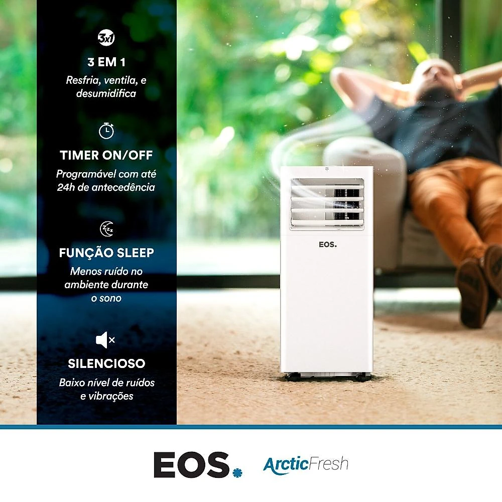 Ar-Condicionado Portátil 10000 BTUs EOS Ultra Slim EAP10F 110V