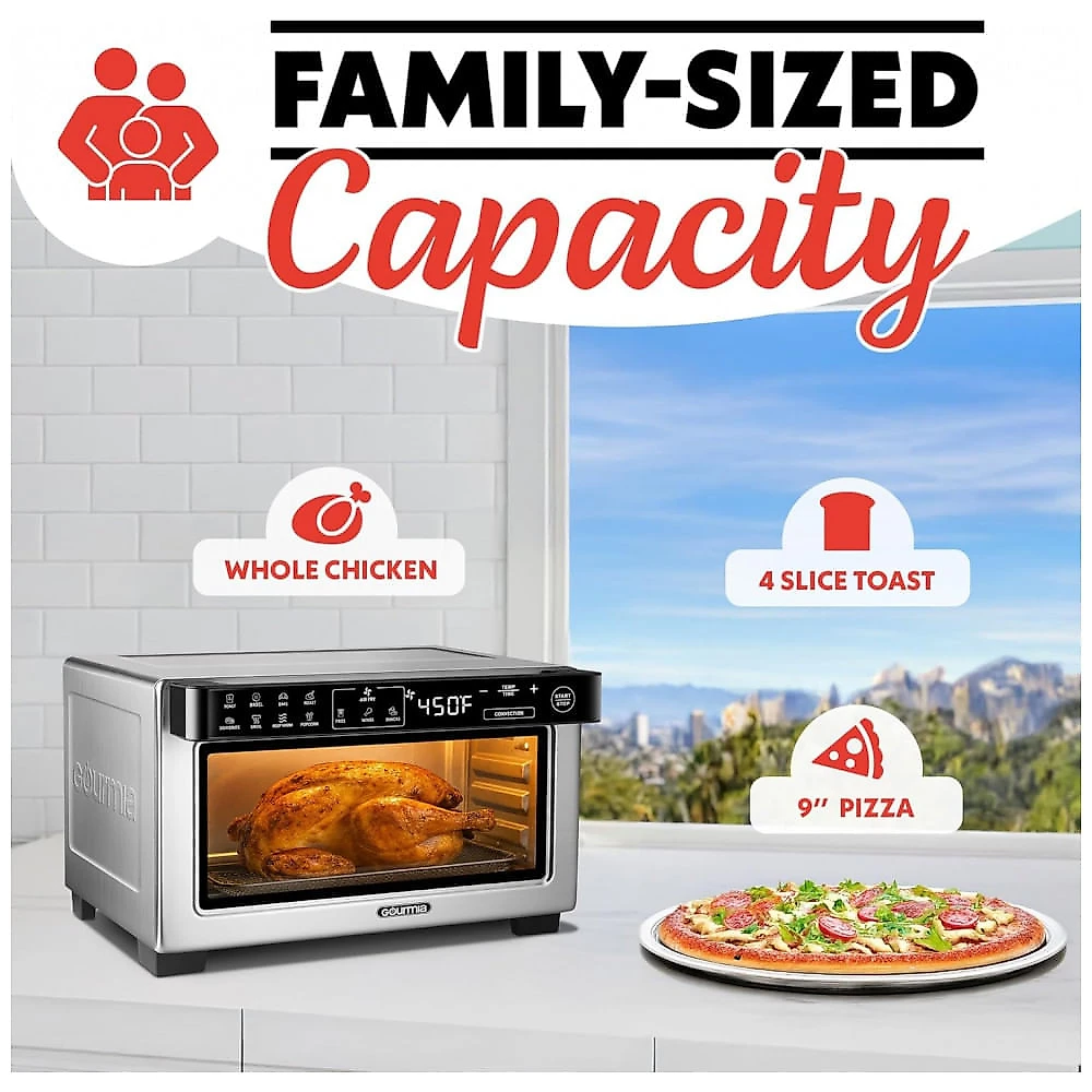 Forno Elétrico Tostador Gourmia Inox Digital Air Fryer 10L Convecção 12 Programas 1000W 110V