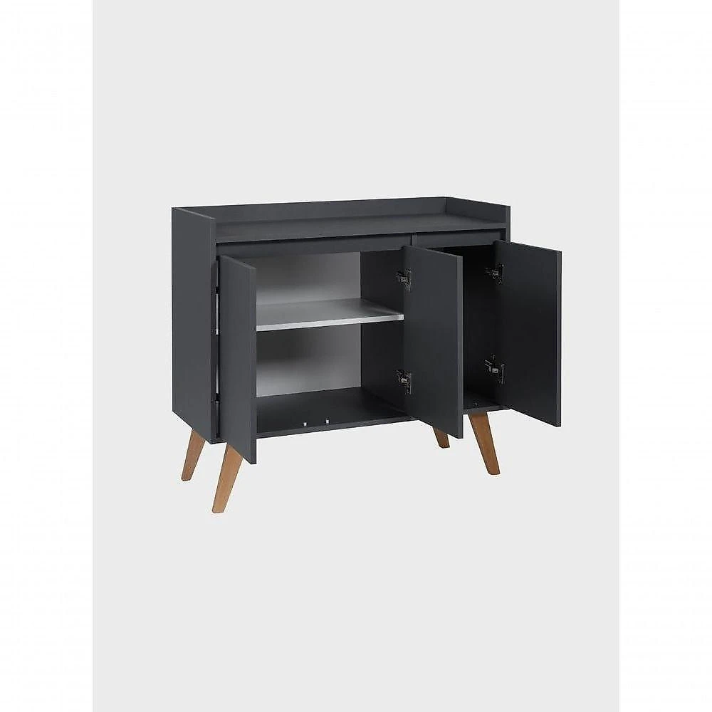 Aparador Buffet Madri Retrô sem Porta MDF 90CM Grafite On Móveis webcontinental-7898970568834