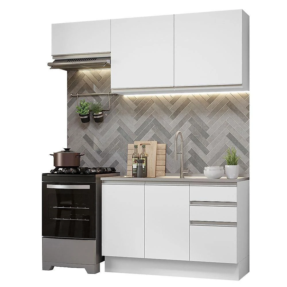 Armário De Cozinha 180Cm Branco Glamy 09 Branco