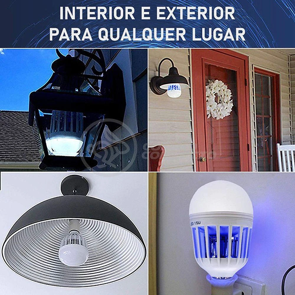 Lâmpada Luz Led Branco 15w Atrai Choque Mosquito