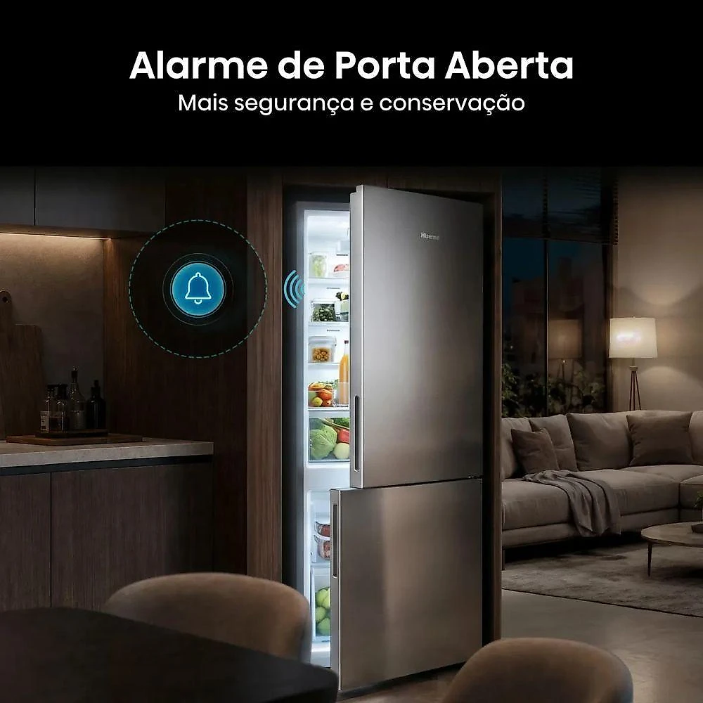 Geladeira Hisense Inverse Frost Free Inverter 417L RB422 Inox 110V