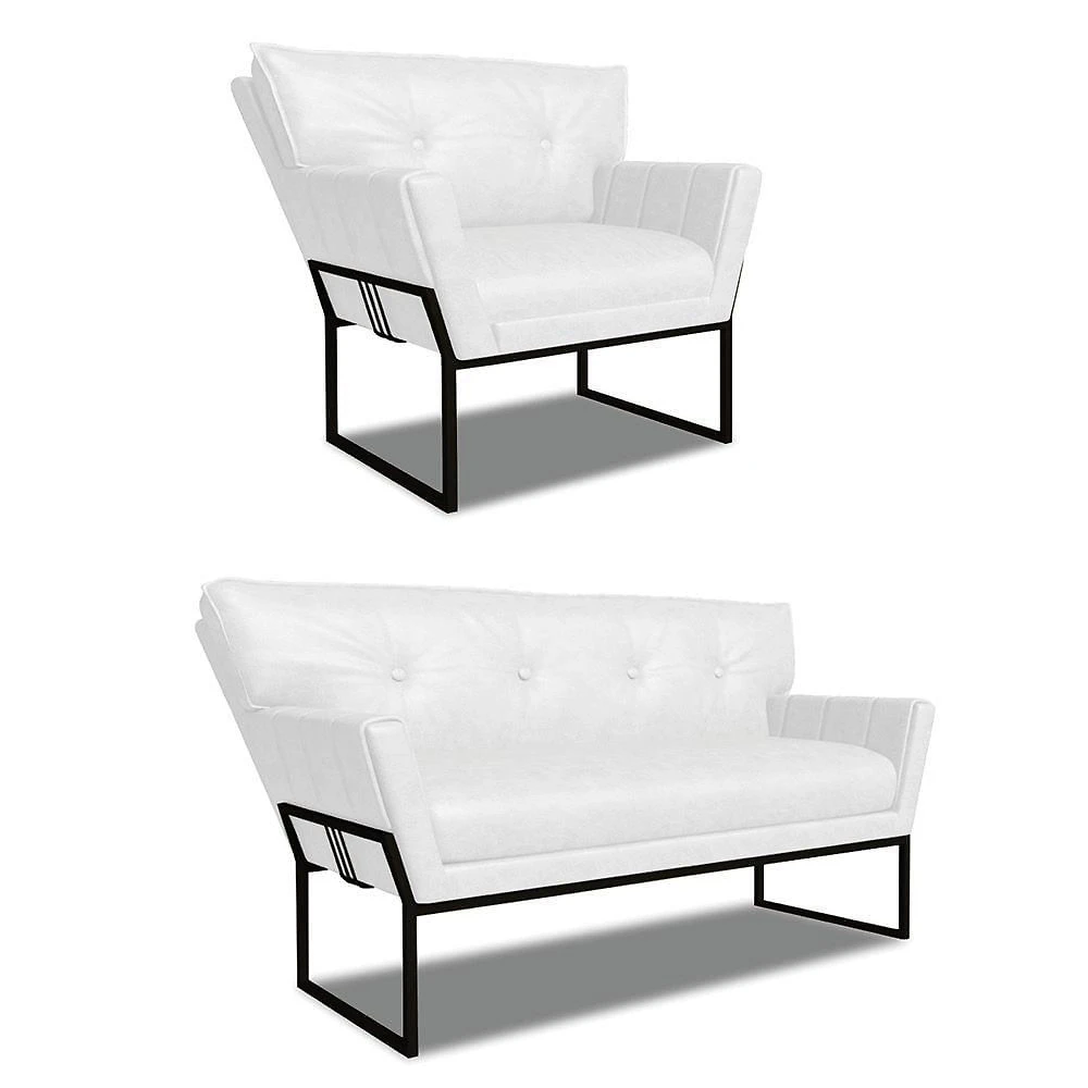 Namoradeira E Poltrona Industrial Pto Anitta Sintético Pu Branco D03 - D'rossi