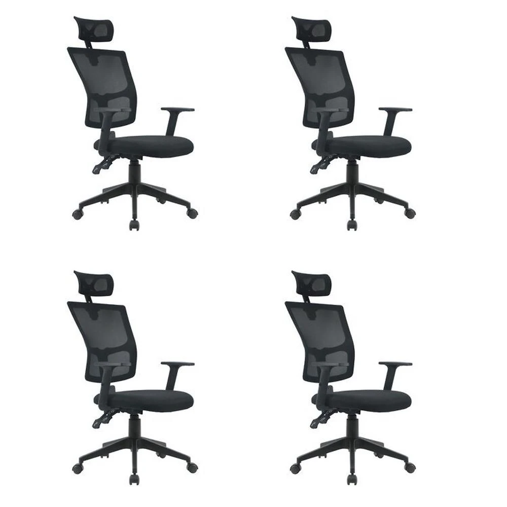 Kit 4 Cadeiras Escritório Presidente Ergonômica NR17 Tela Mesh Londres