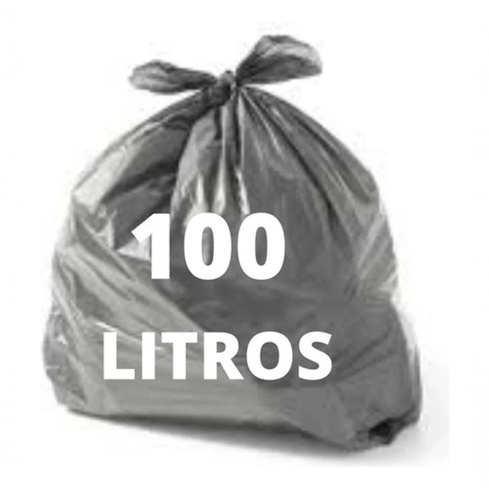 Saco para Lixo Reciclável 100 Litros Polietileno 0,05 mm Cinza Pacote com 20 Unidades Higipack