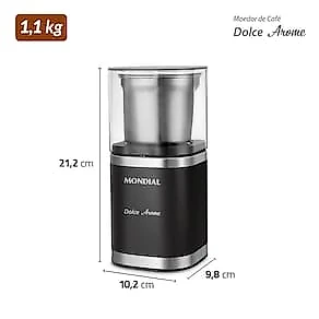 Moedor de Café Mondial MCF-01-BI Inox 180W 60g Lâminas Inox 110V