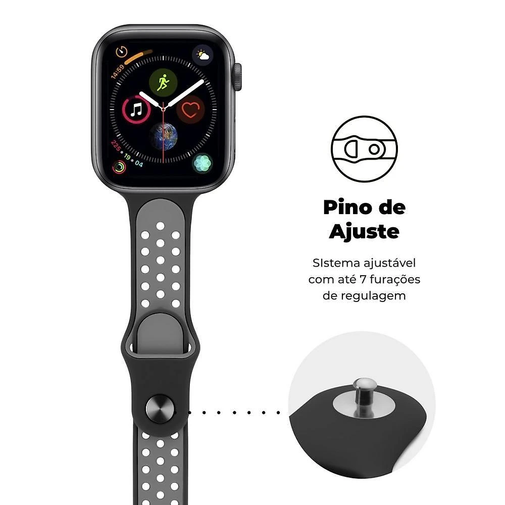 Pulseira Para Apple Watch 42 / 44 / 45Mm Armor Running - Preto - Gshield