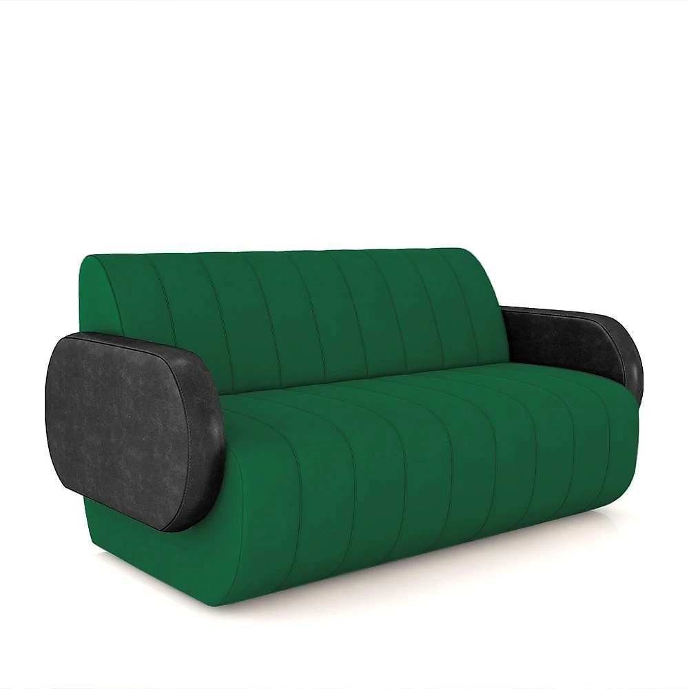 Sofá Bornéu 3 Lugares 188cm Preto e Verde Pu Veludo Gran Belo