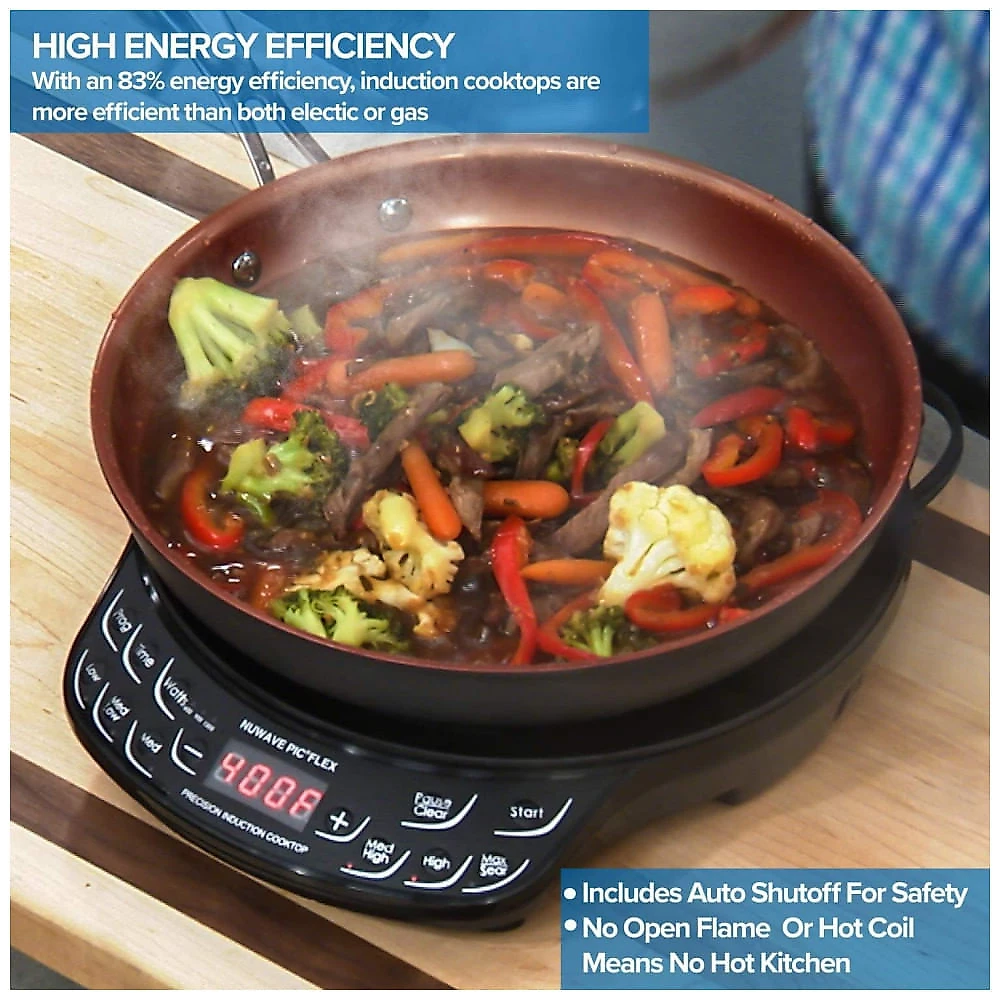 Nuwave PIC Flex com Frigideira Antiaderente Anodizada Duralon, Cooktop de Indução Portátil e Potente, Bobina de Aquecimento