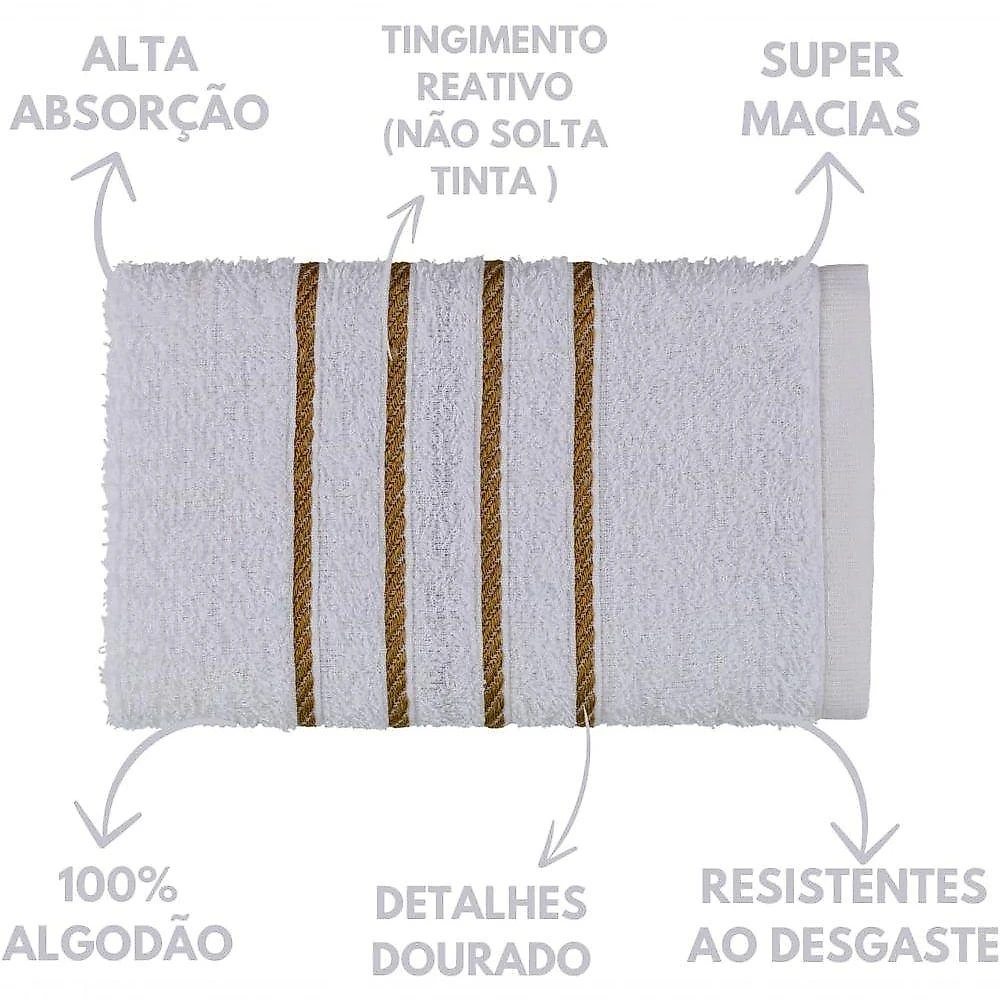 Jogo Montreal 5 Peças 100% Algodão 330g-m2 Macio Alta Absorção Branco Beka