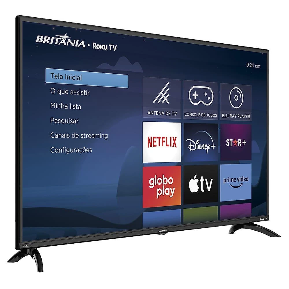 Smart tv led 42" britânia btv42g6fr2cp com tela plana, wi-fi, hdmi e usb