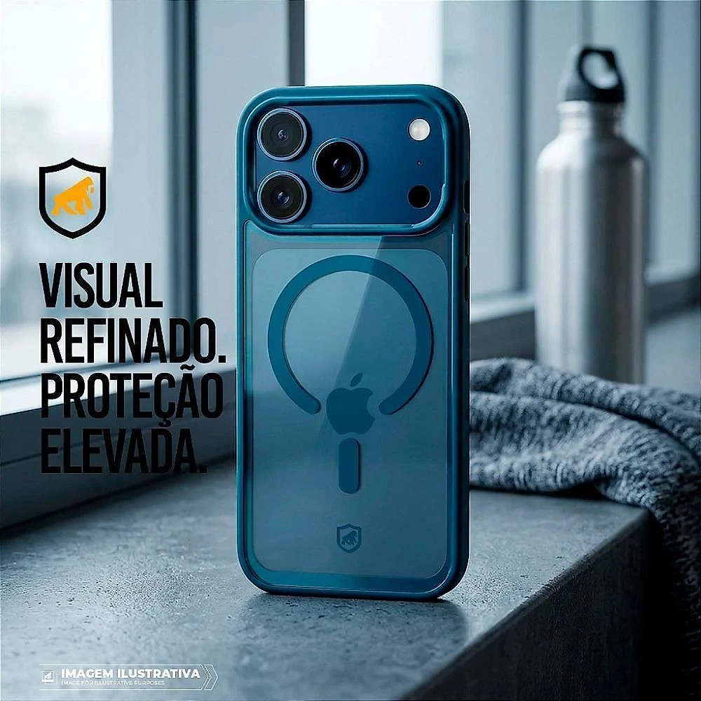 Capa para Iphone 17 Pro Max Gshield Magsafe Wave Transparente Azul 1 Unidade