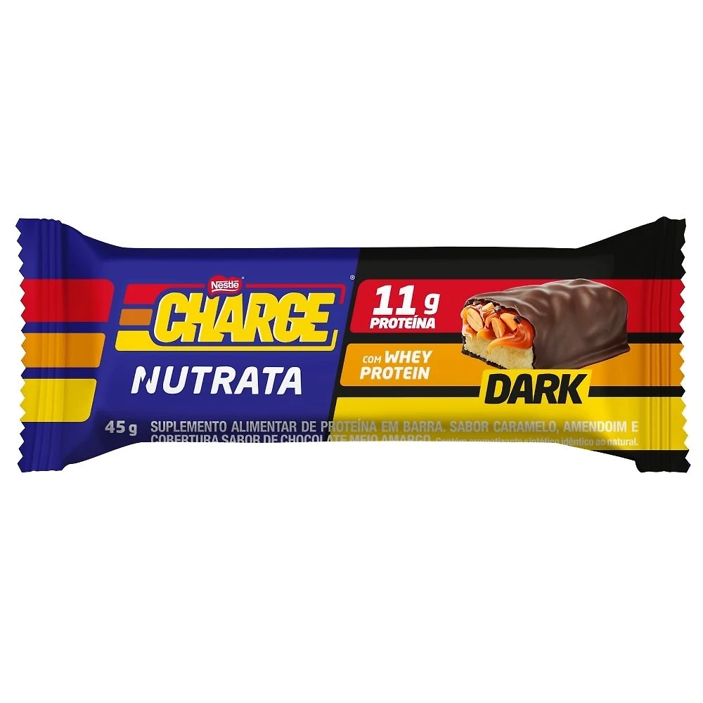 Barra de Proteína Nutrata Nestle Charge com Whey Protein Dark 11g de Proteína 45g