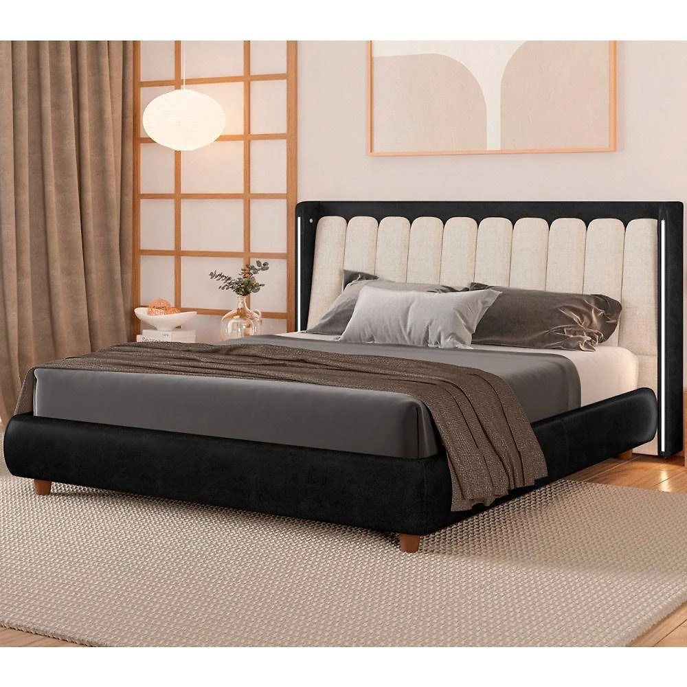 Cama Japonesa Queen Seo-yeon com Led em Madeira Eucalipto Sallar Home