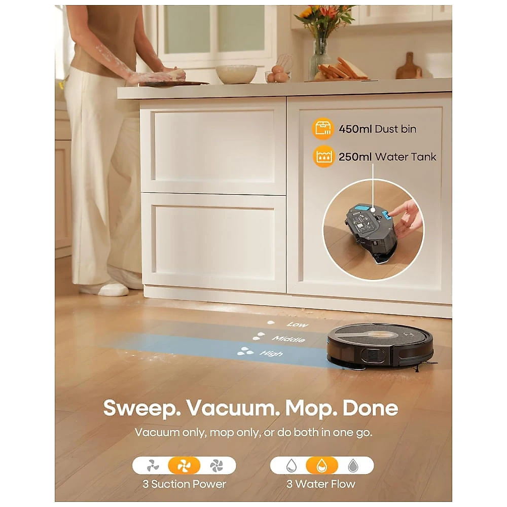 Robô Aspirador e Mop Uninell UR1 5000Pa com App Alexa 180min Preto