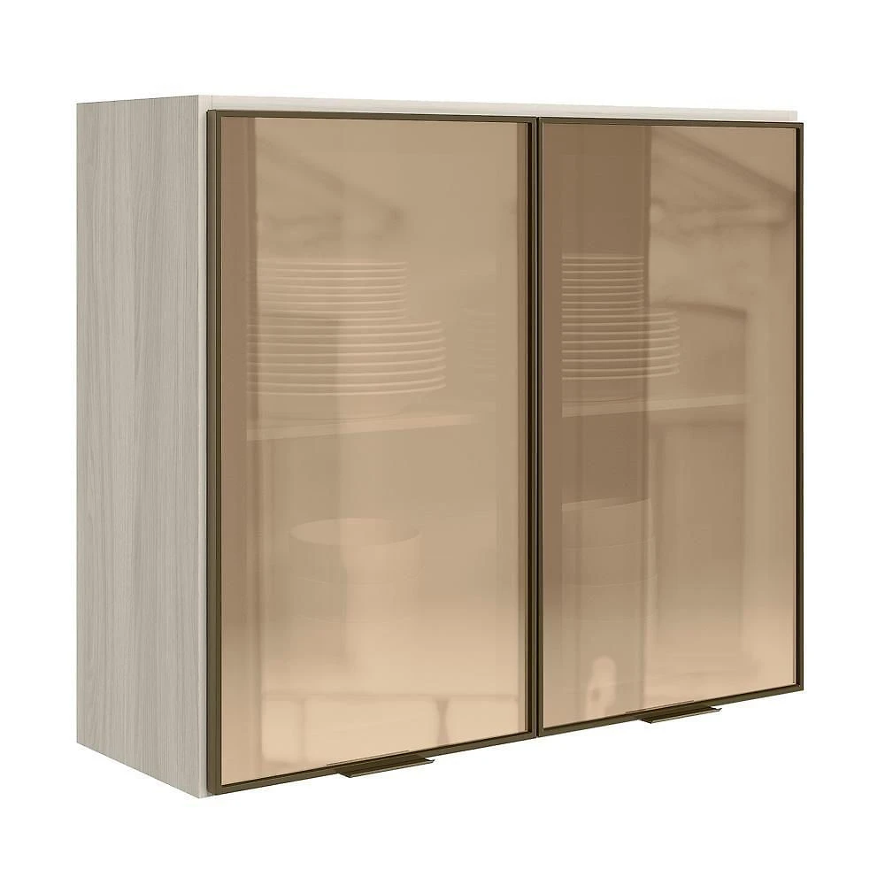 Armario Aereo 2 Portas Vidro Mdf 80 Cm Kali 1221162 Bianco Toq Nicioli Bianco Toq