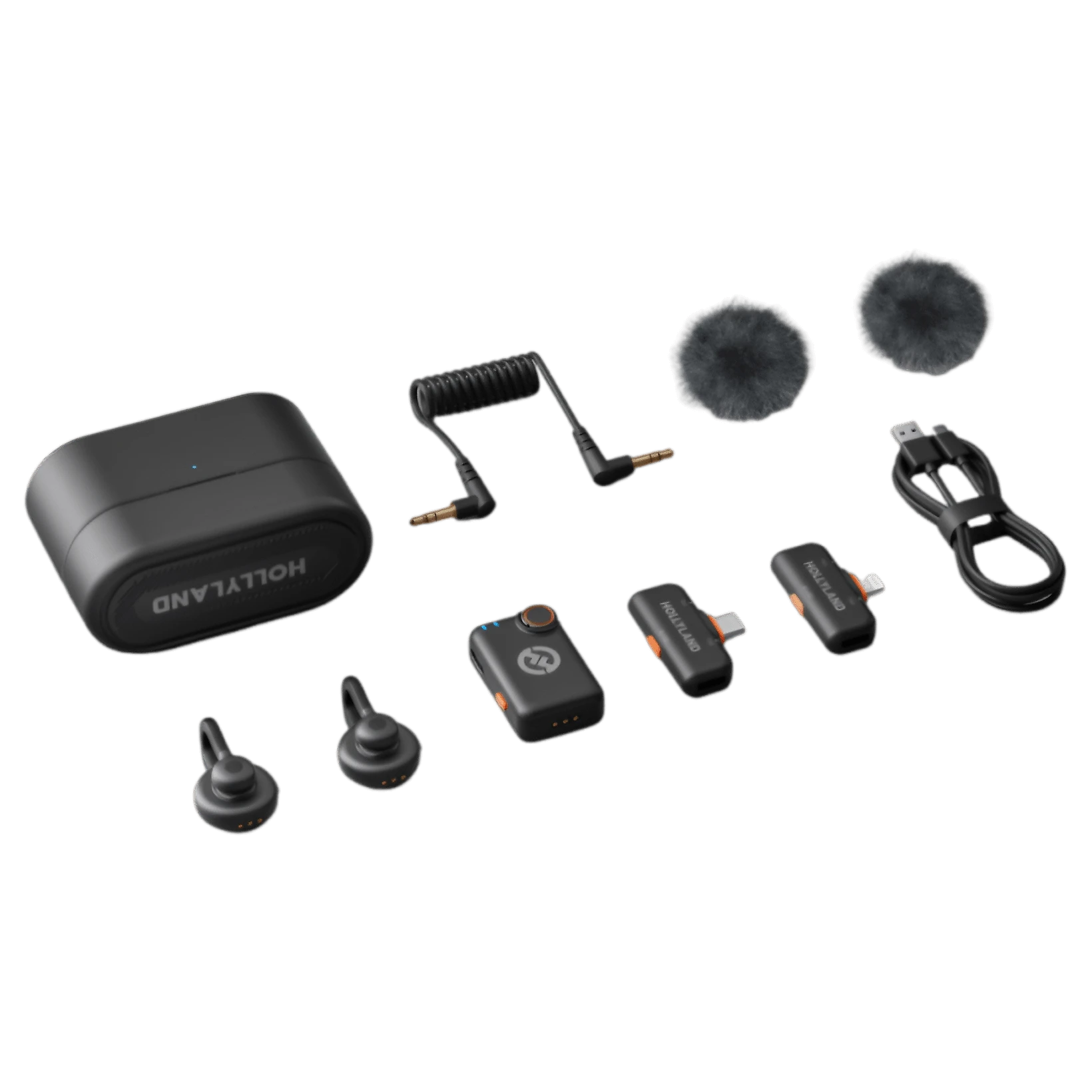 Sistema Microfone Duplo Hollyland LARK M2S Ultimate Combo Wireless para Câmeras e Smartphones USB-C e Lightning