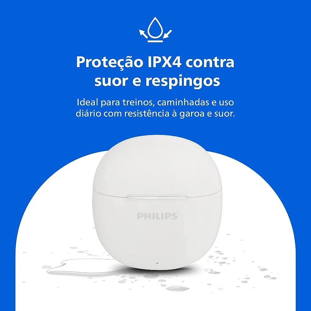Fone de ouvido philips tat1139wt/00 bluetooth tws ipx4 26h de bateria branco