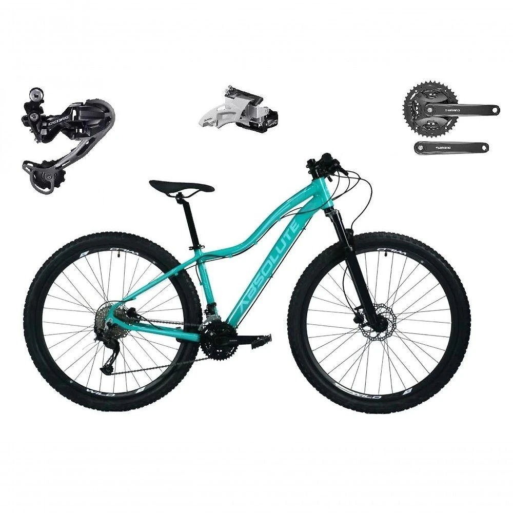 Bicicleta Aro 29 Absolute Hera Câmbios Shimano Deore E Altus 27v K7 Freio Hidráulico Garfo C-trava Verde 17