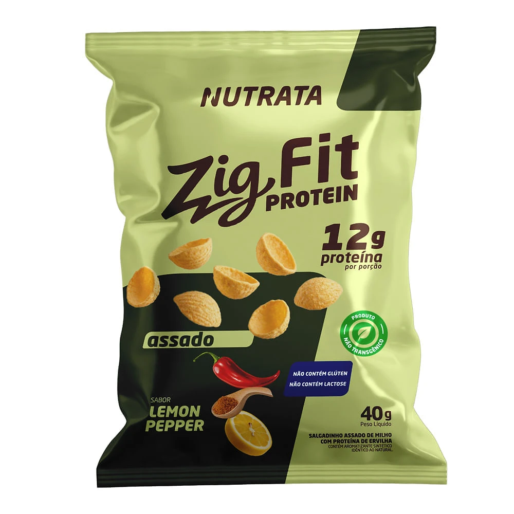 Salgadinho Nutrata Zig Fit Protein Assado Sabor Lemon Pepper com 12g de Proteína 40g
