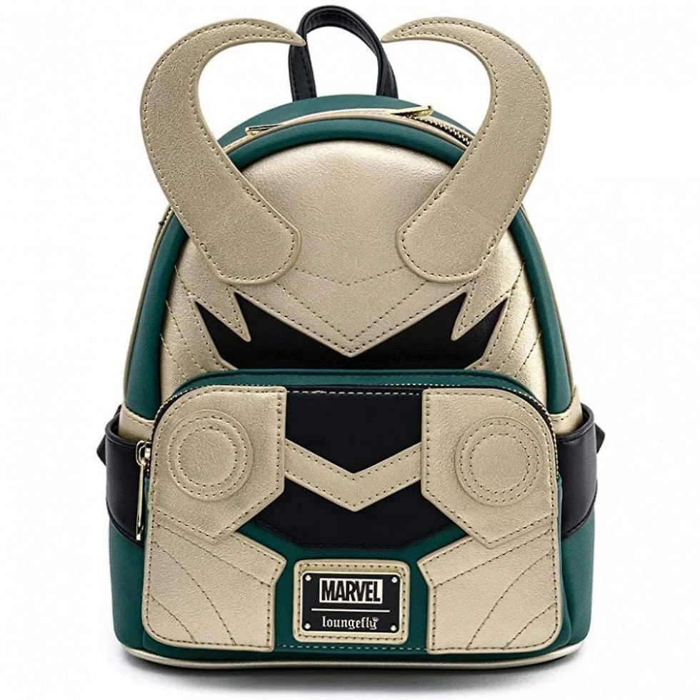 Mini Mochila Escolar Infantil Loungefly Marvel Loki para Crianças a Partir de 12 Anos