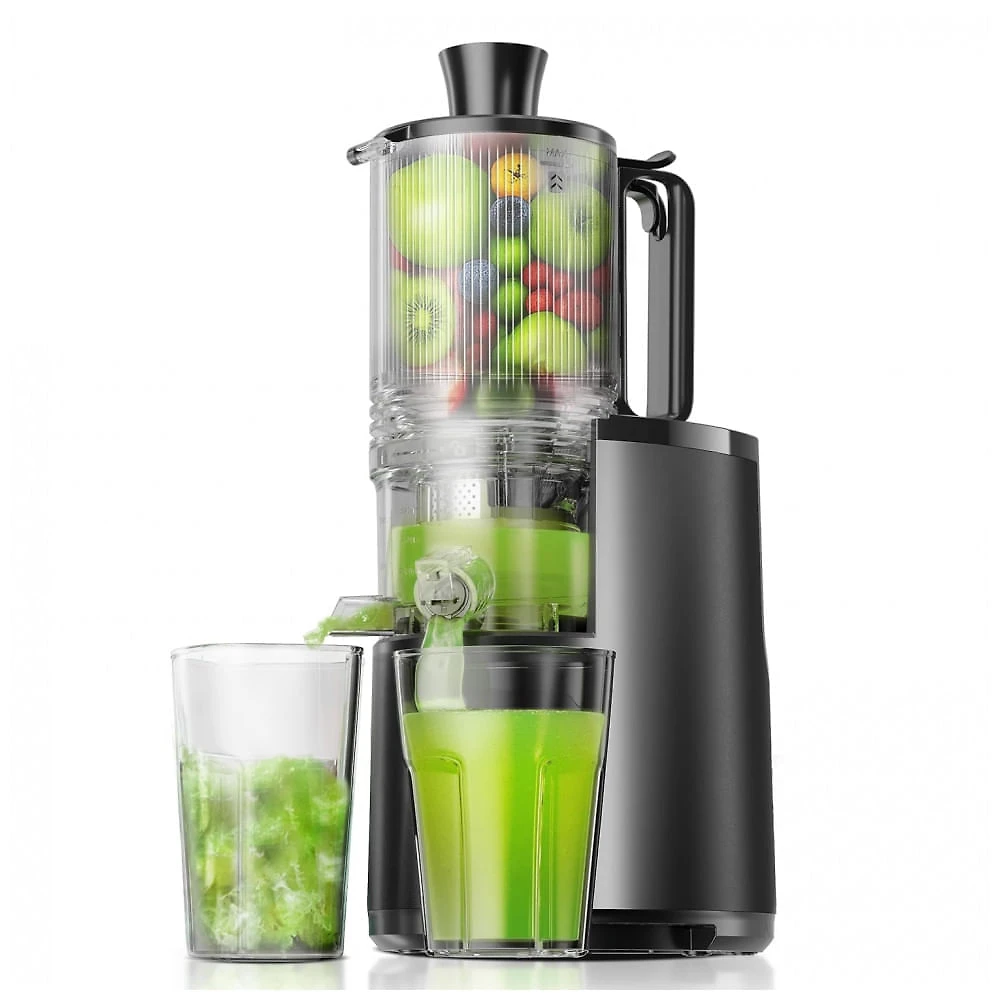 Extrator de Sucos a Frio, EUHOMY 14,5 cm de Boca de Alimentação Extra Grande, Extrator de Sucos Lento, 250W, Alto Rendimento de Suco, para Frutas e Ve
