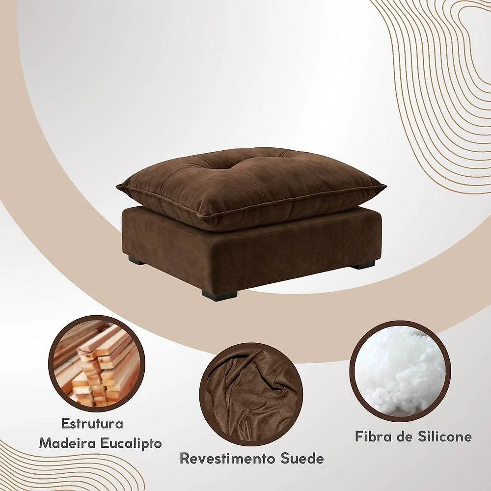 Cama Puff para Pet Black House Decor para Cachorro e Gato Suede Marrom 55cm X 40cm X 20cm
