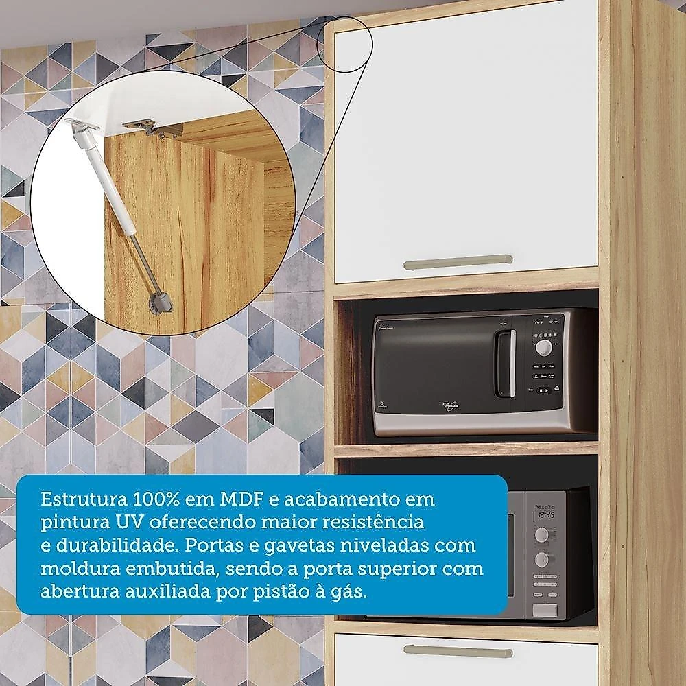 Paneleiro Torre Quente com 2 Portas 2 Gavetas e Espaço Micro-ondas 100% MDF Vicenza Espresso Móveis Paneleiro Torre Quente com 2 Portas 2 Gavetas e Espaço para Micro-ondas 100% Mdf Vicenza Espresso Mó Amêndoa/Branco