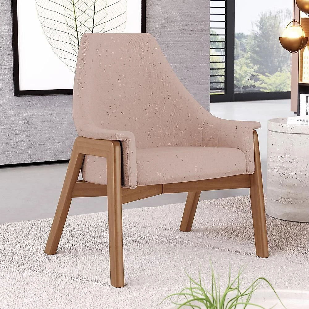 Poltrona Decorativa Sakura L02 Linho Rosê - Lyam Decor