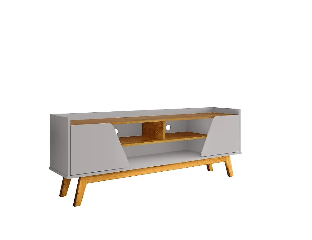 Rack para TV até 65 Polegadas Turim 2 Portas 1 Prateleira Rack Para TV Até 65 Polegadas 2 Portas 3 Nichos Decor Móveis Bechara Off White/Naturalle