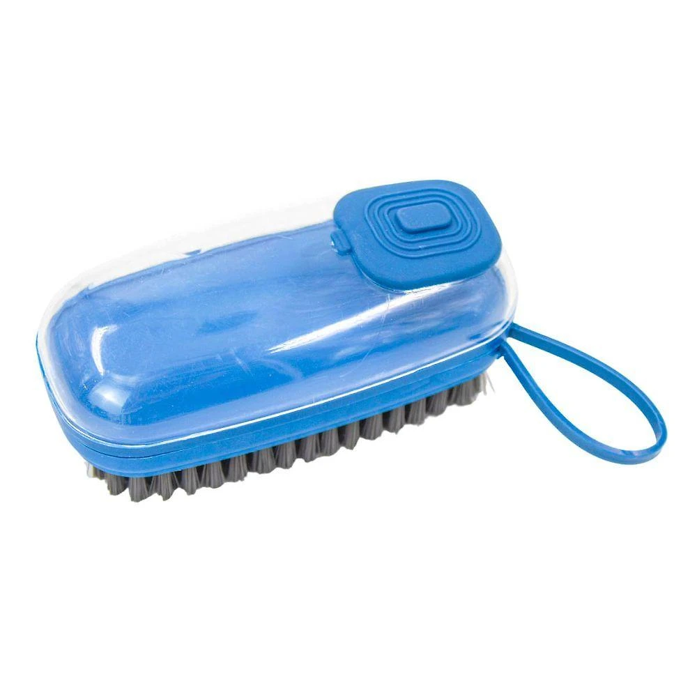 Escova Lava Louça Dispenser De Detergente Limpeza Cozinha Lavanderia Azul
