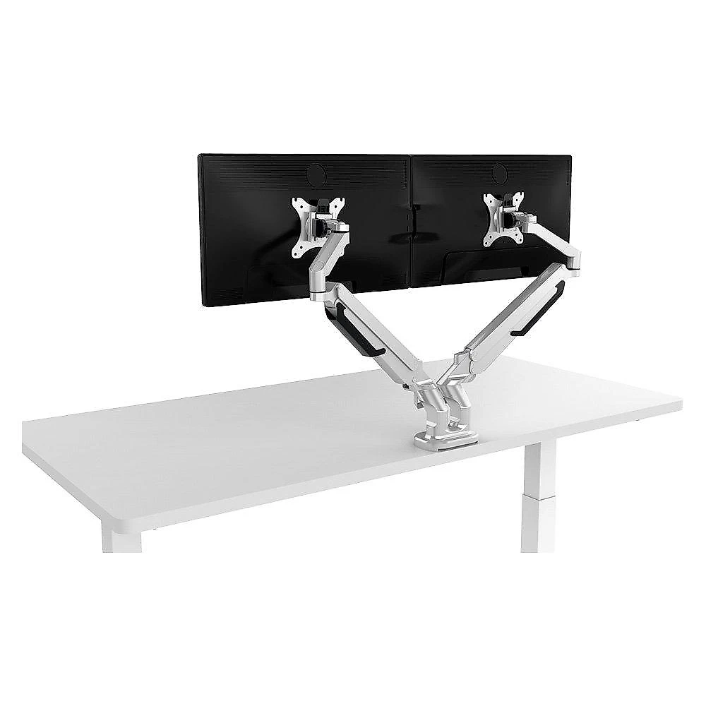 Suporte de Mesa Articulado para 2 Monitores de 17" a 32" FlexiSpot MA8D2, Ajustes com Pistão a Gás, VESA, Branco - MA8D2W