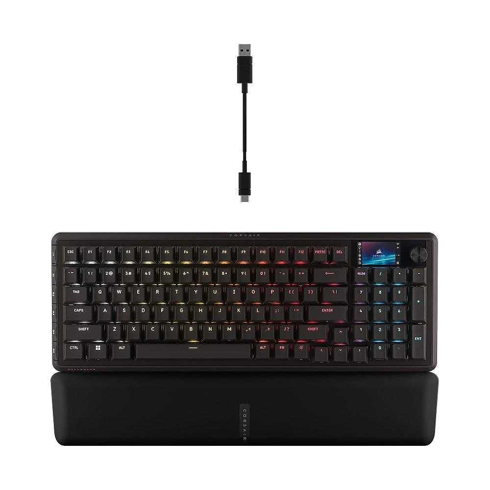 Teclado Mecânico Gamer Corsair Vanguard 96, RGB, Switch Corsair MLX Plasma, PBT Double-Shot, Preto - CH-91E901E-NA