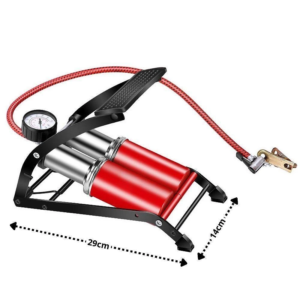 Bomba Ar Dupla Alta Pressao Manometro Compressor Pedal Inflador Encher Bola Boia Colchao Inflavel Calibrar Pneu Bike Bic