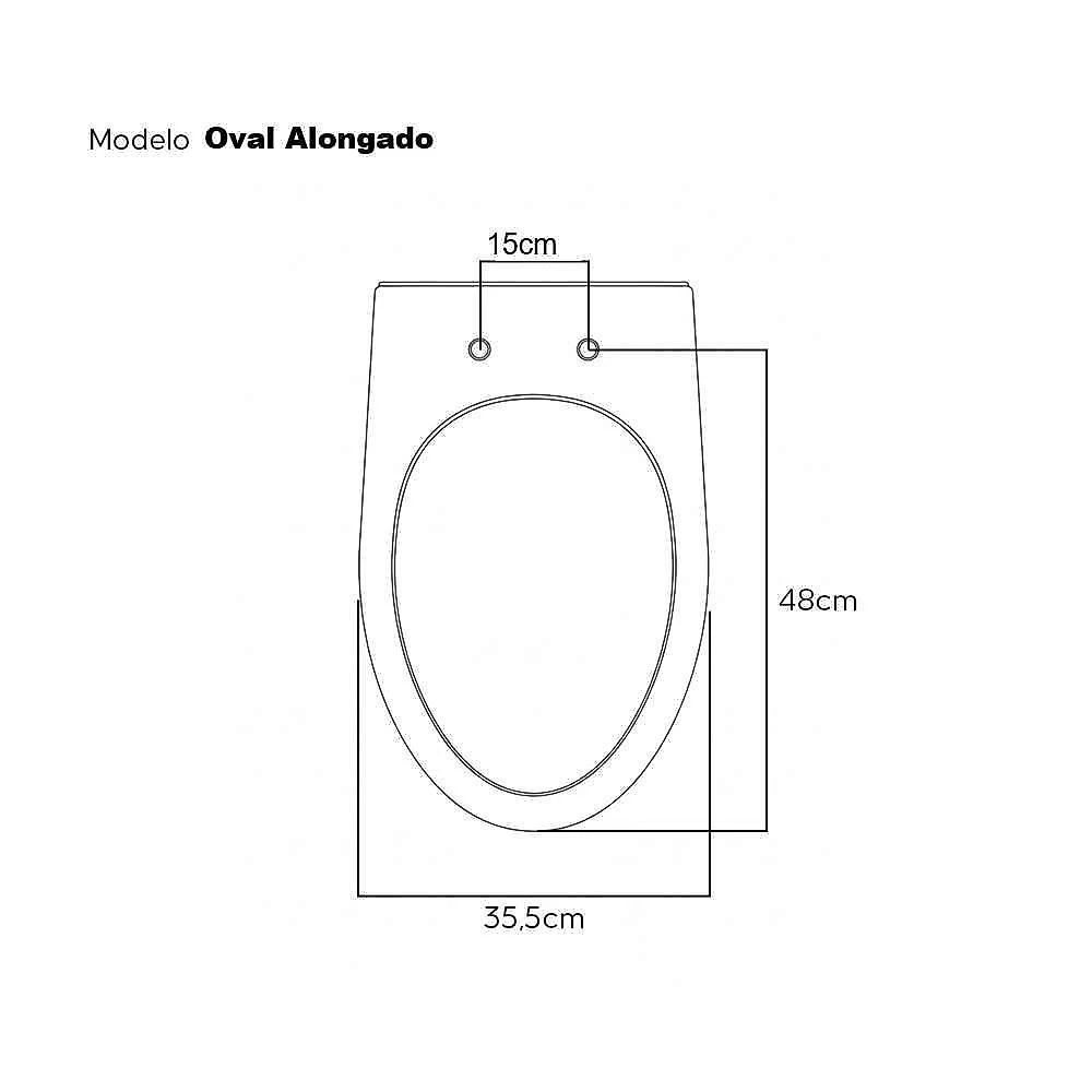 Assento Sanitário Oval Alongado para Acqualive MDF Ultra Fechamento Convencional Branco Pontto