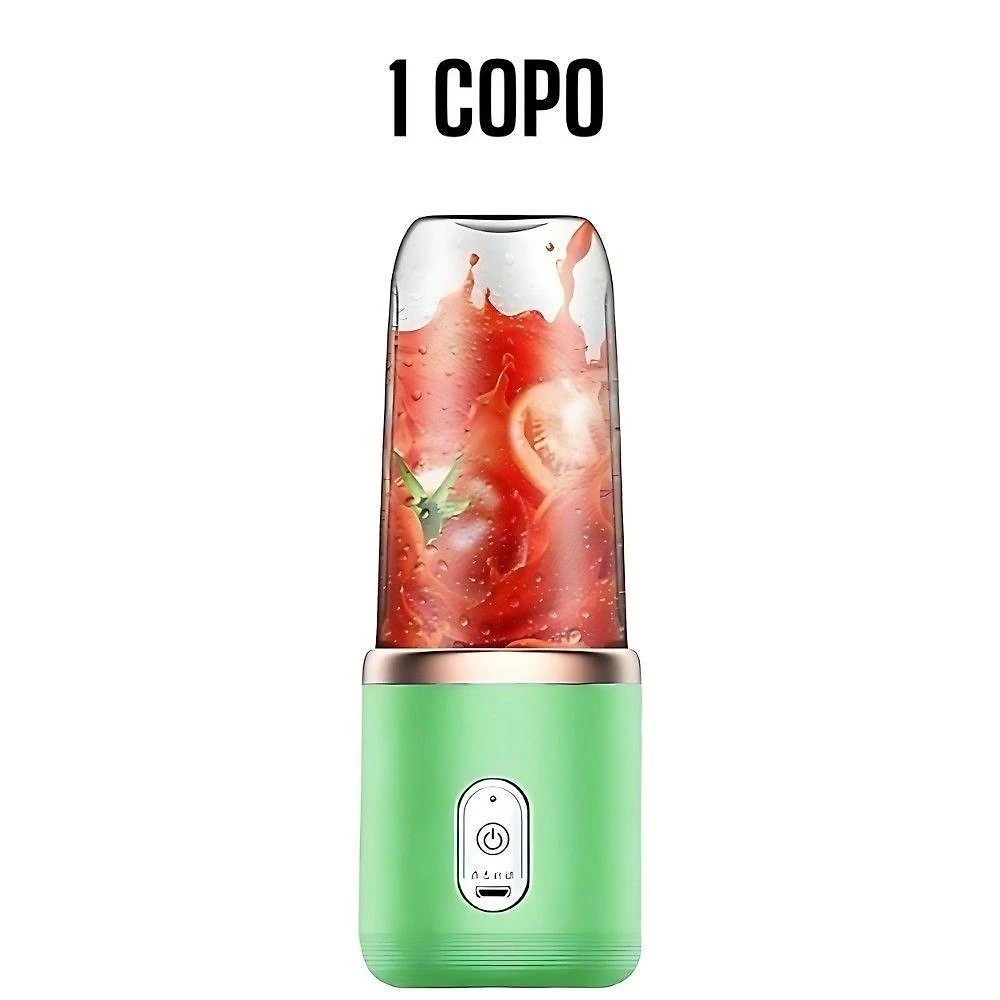 Espremedor Portátil Popyo 400 ml com 6 Lâminas em Aço Inox Verde OEM