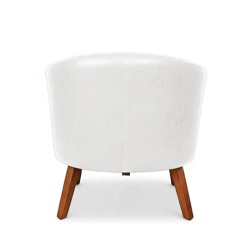 Poltrona Sala Decorativa Kit 2 Stella Pé Madeira Trapézio Castanho Sintético Pu D03 - D'rossi Branco