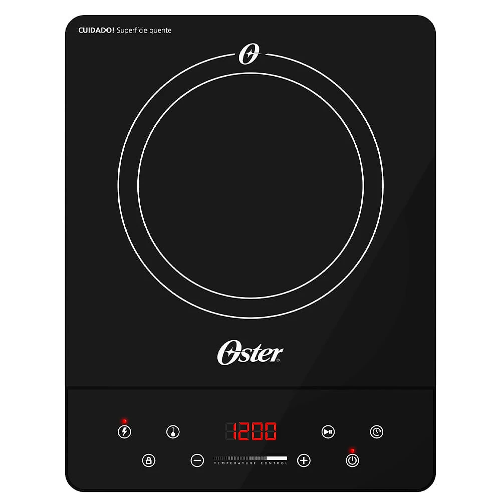 Cooktop Portátil por Indução Oster em Vitrocerâmico com 01 Boca, Painel Touch Preto - OTOP100