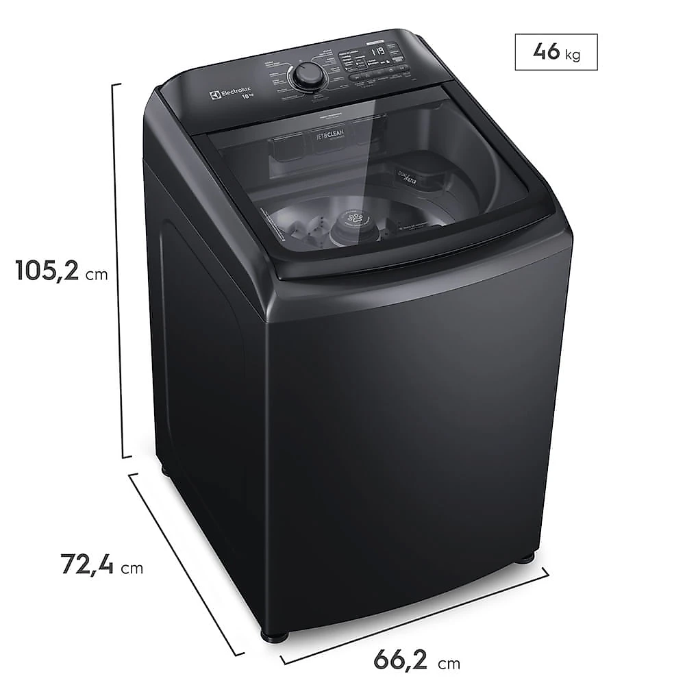 Máquina de lavar Electrolux 18kg Preta Expert Filtro Microplásticos, Jatos Poderosos e Pet Pro (LEB18) - 220V 220