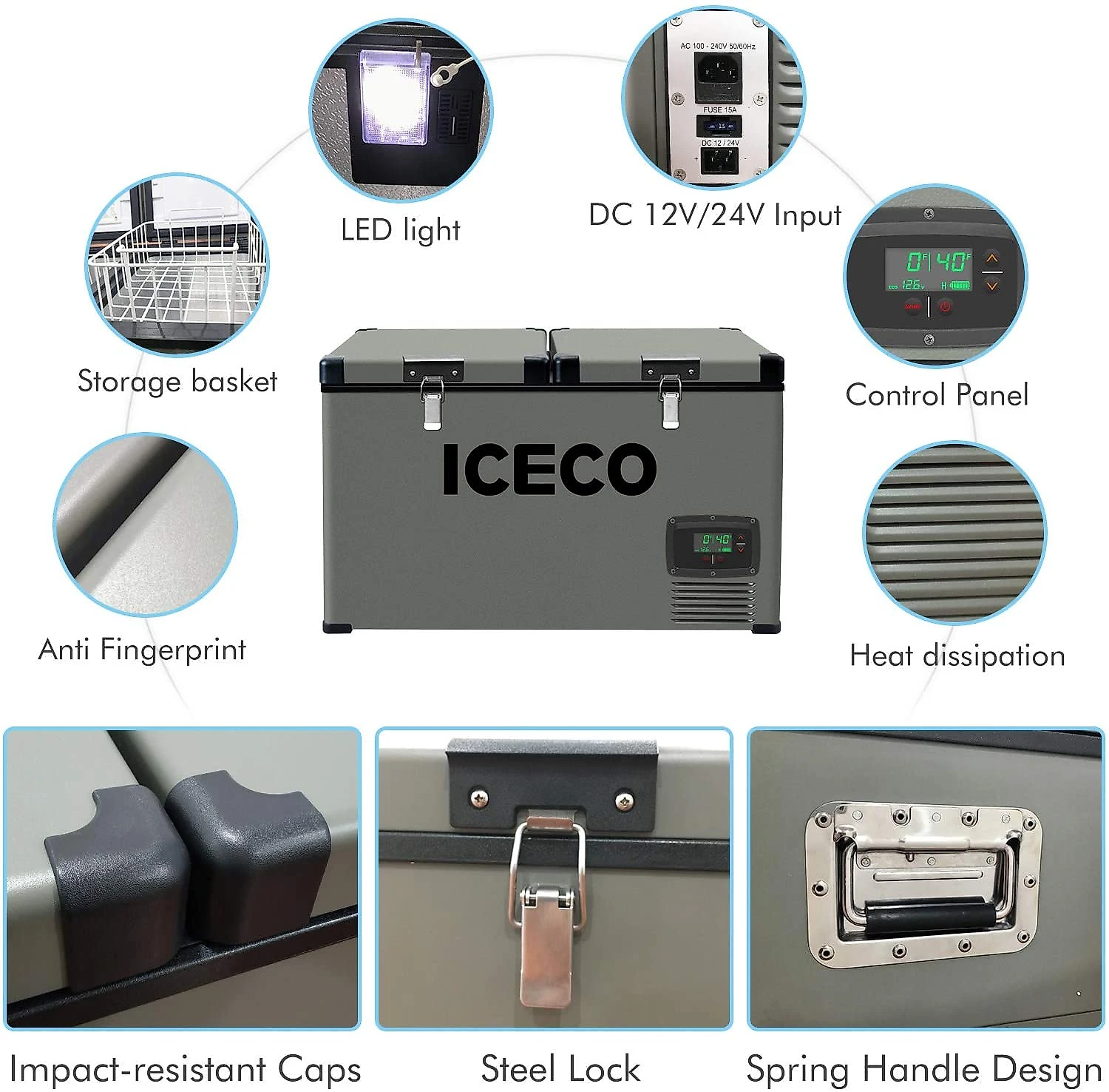 ICECO VL60 Mini Geladeira Automotiva Portátil 1224V 110220V 60 L