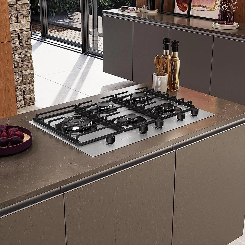 Cooktop Mueller 5 Bocas De Alumínio 77cm Com Grade Dupla MCG5BL Bivolt