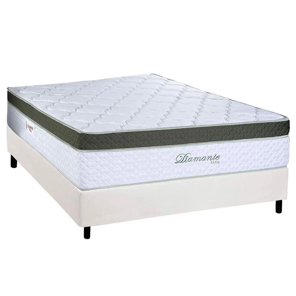 Cama Box Casal: Colchão Molas Ensacadas Paropas Diamante Extra White + Base Crc Corano White (138x188)