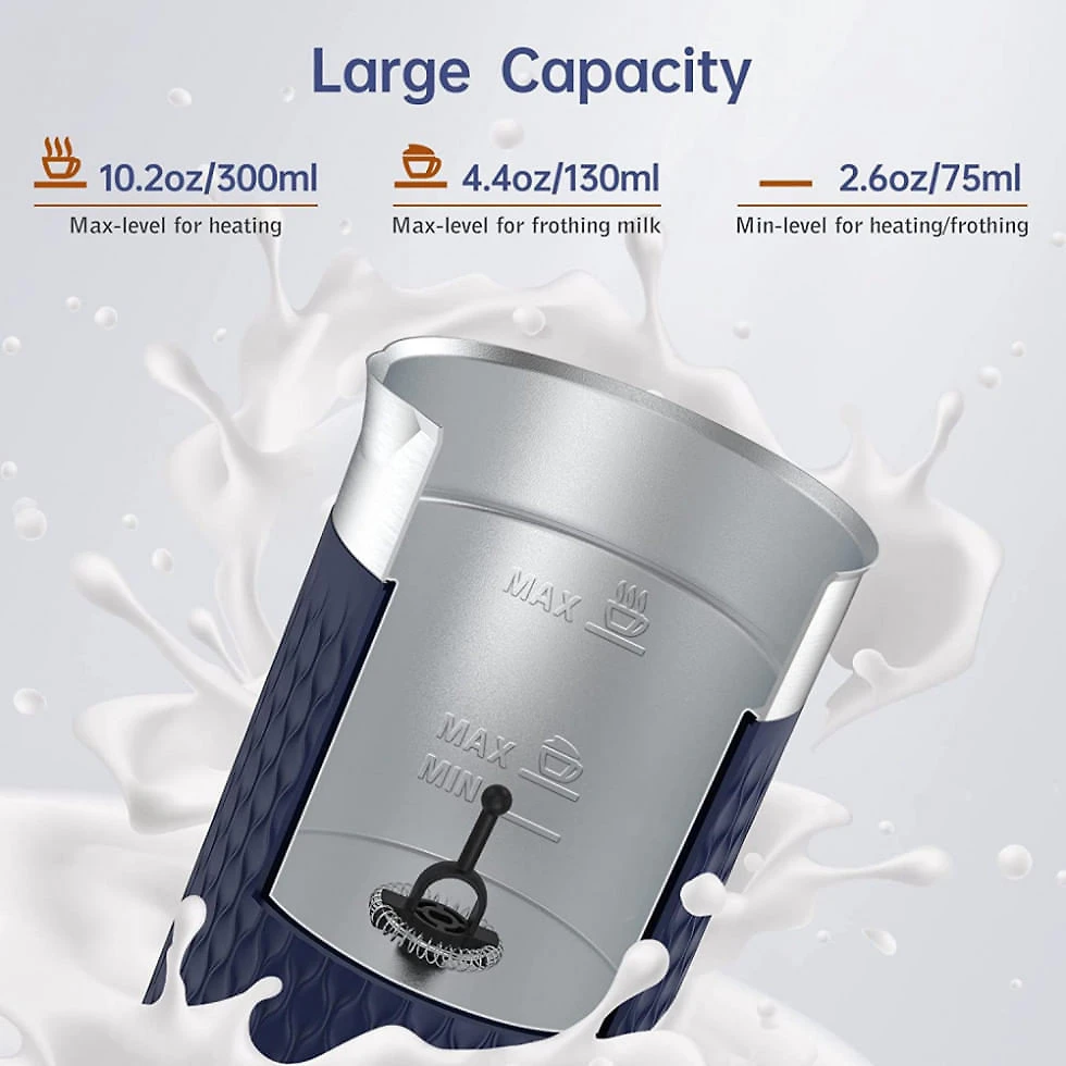 Miniatura Espumador de Leite Elétrico 300 mL 4 em 1 com Modo Automático, 110V, SIMPLETASTE, Azul
