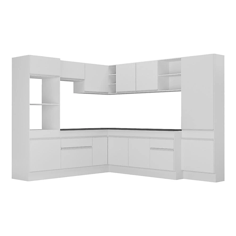 Armário de Cozinha Completa de Canto com Rodapé Veneza Multimóveis MP2082.891 Branco