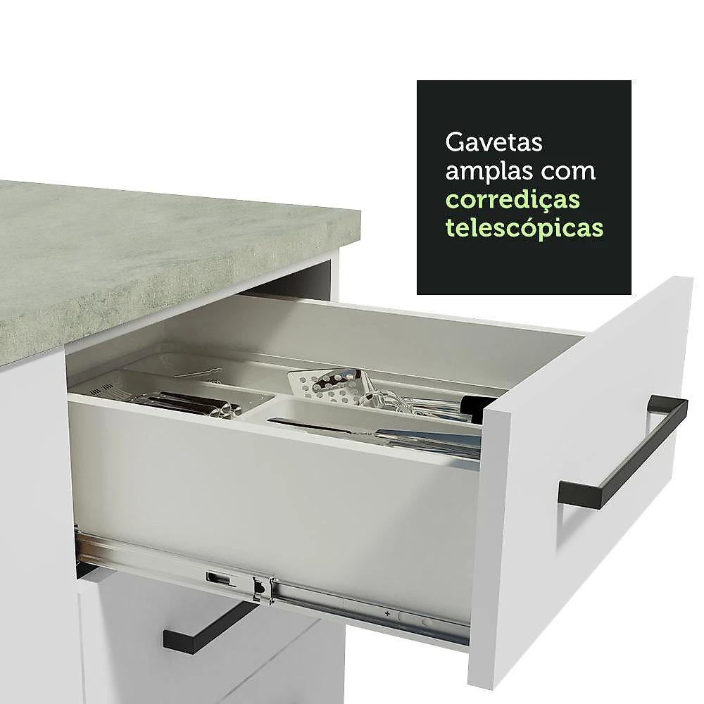 Armário de cozinha completa de canto 499cm branco agata madesa 01
