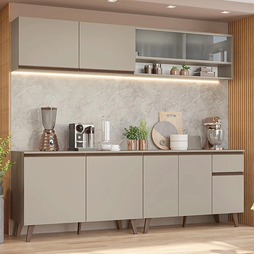 Armário de cozinha completa 240 cm crema nice madesa 02